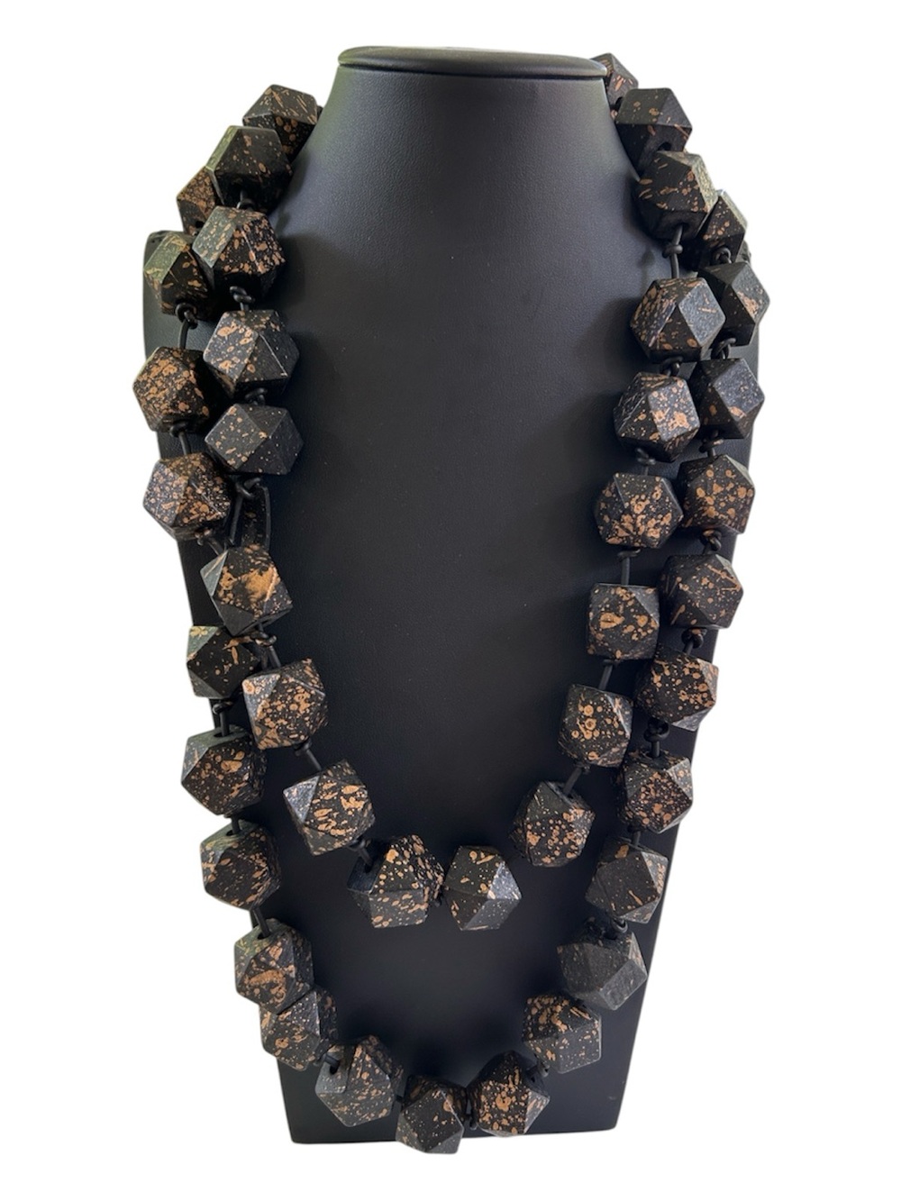 JIANHUI LONDON AUSTRIAN BIG DIAMOND BEADS NECKLACE - HAND PAINTED Recycled Wood